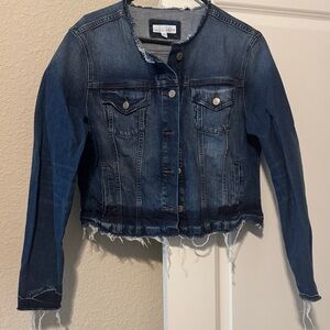 LOFT Dark Blue Distressed Denim Jean Jacket